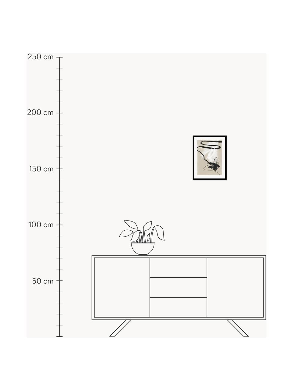 Gerahmter Digitaldruck Less but better, Bild: Hartgepresster Karton, Rahmen: Eichenholz, Weiss, Schwarz, Hellbeige, B 30 x H 40 cm