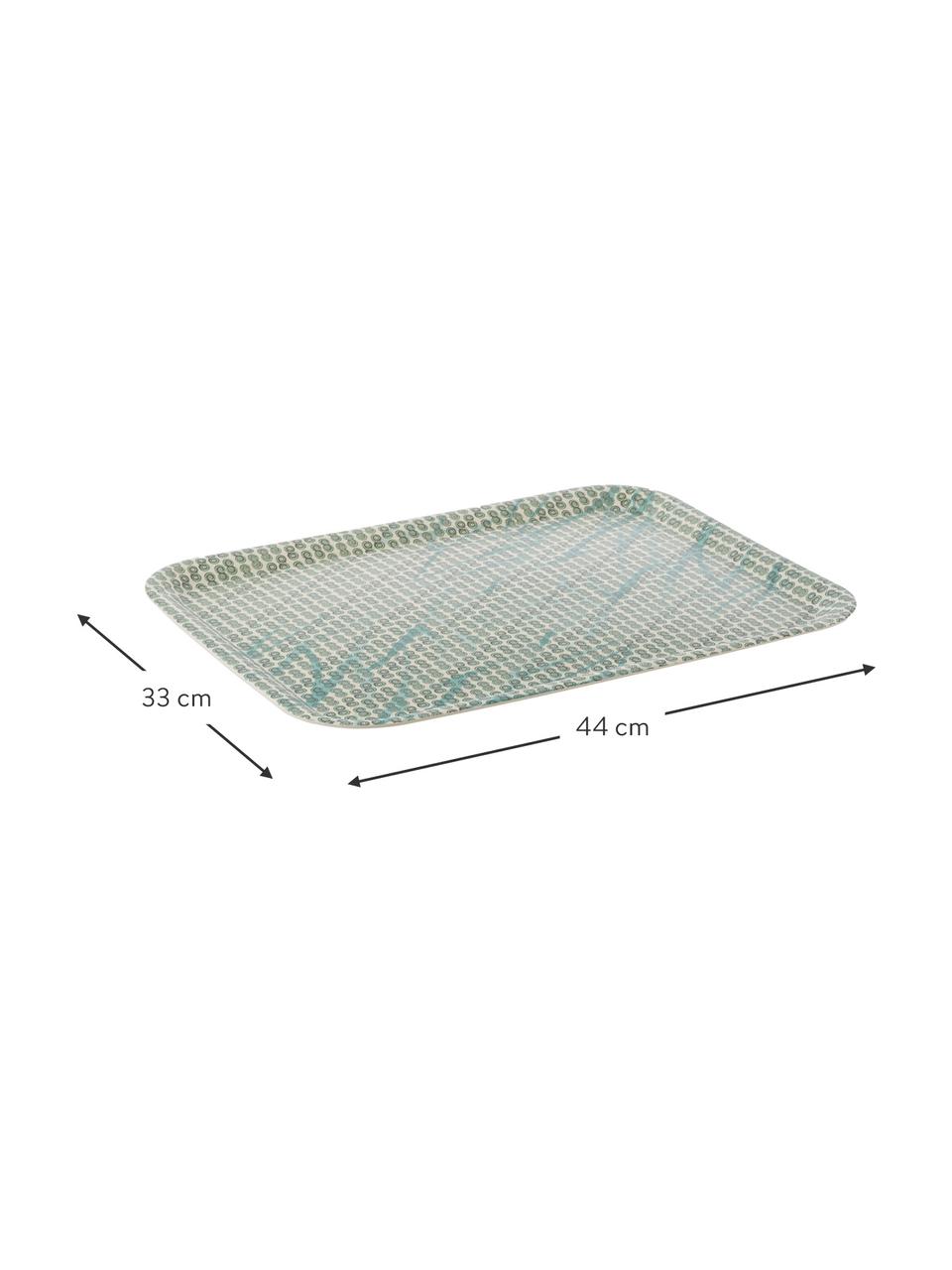 Plateau en bambou Tadpole, 33 x 44 cm, Blanc, vert, bleu