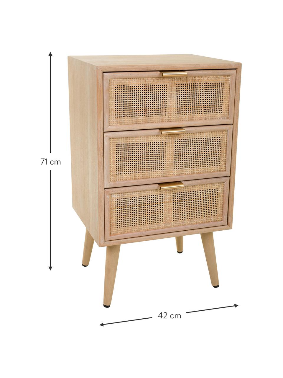 Mesilla de noche de madera Cayetana Shelfy, Estructura: tablero de fibras de dens, Patas: madera de bambú pintada, Madera, An 42 x Al 71 cm