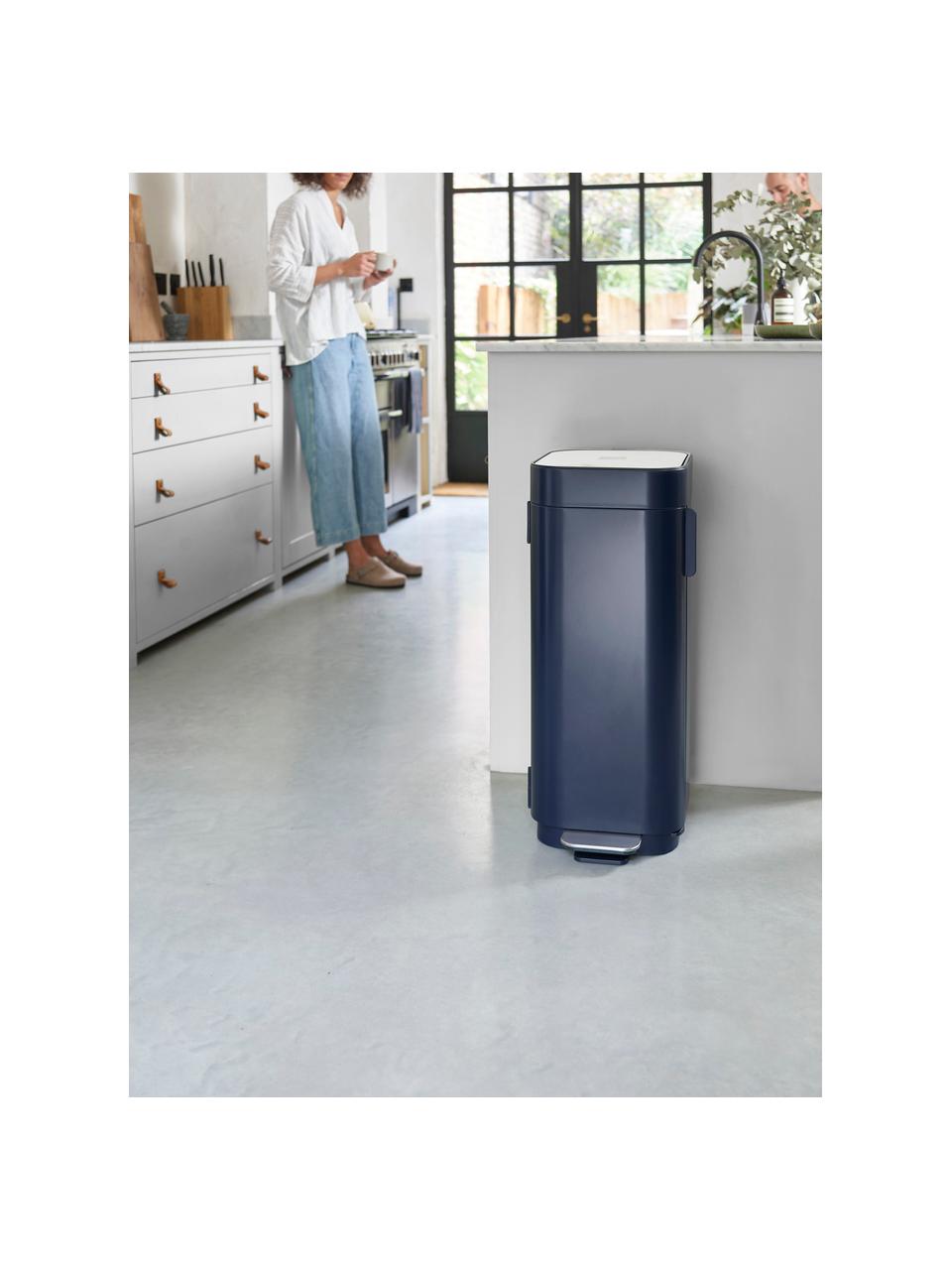 Pattumiera con tecnologia airflow Porta 40 L, Contenitore: plastica, Coperchio: acciaio inossidabile spaz, Blu scuro, Larg. 28 x Alt. 68 cm