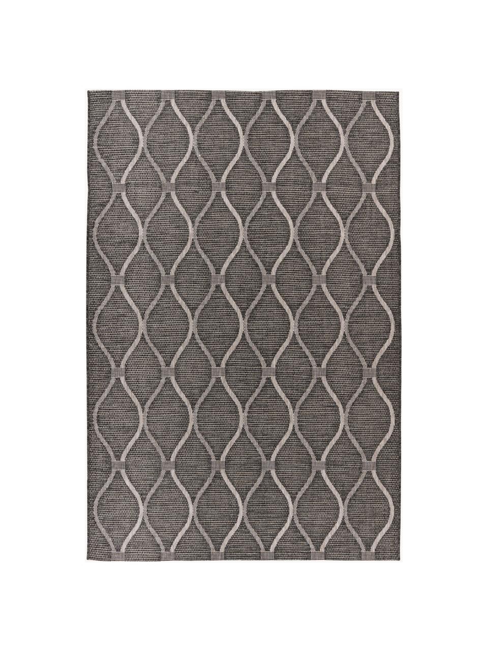 Interiérový a exterirérový koberec s grafickým vzorem Muster, 100 % polypropylen, Taupe, tlumeně bílá, Š 80 cm, D 150 cm (velikost XS)