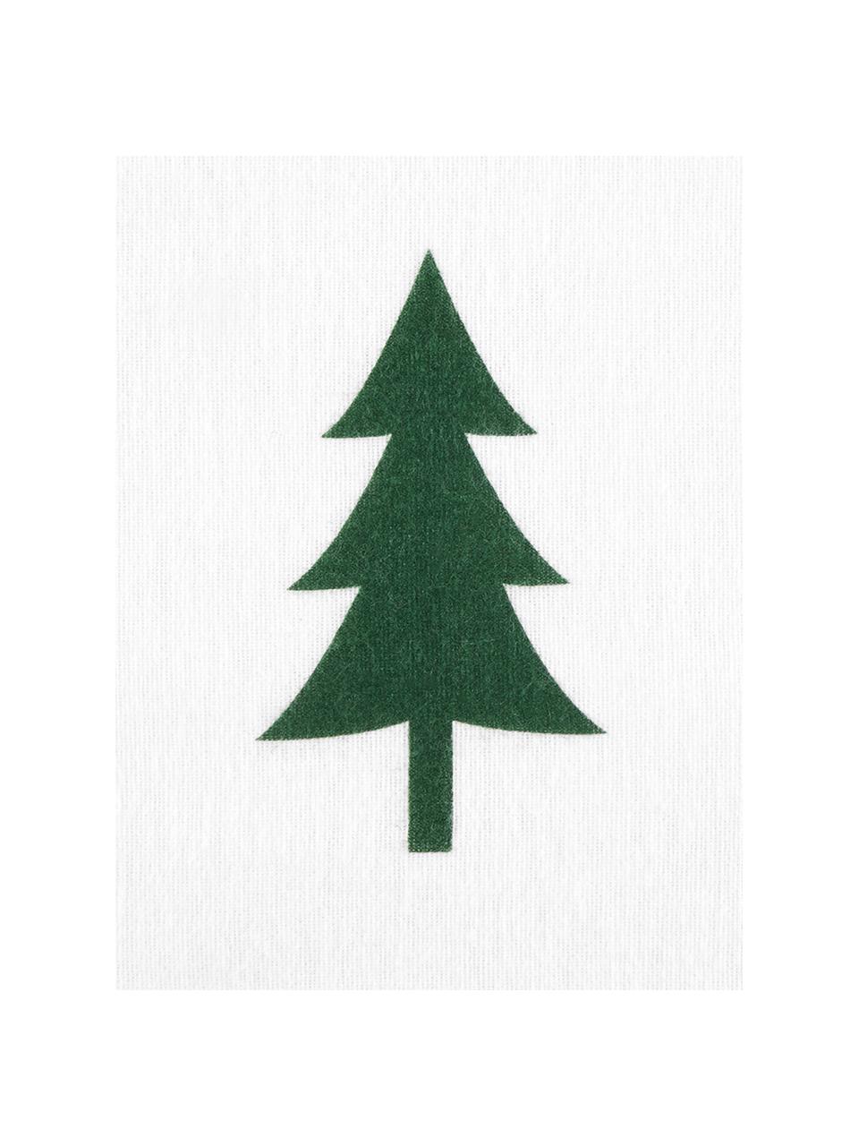 Flanelové povlečení s motivem jedliček X-mas Tree, Bílá, zelená, 155 x 220 cm + 1 polštář 80 x 80 cm