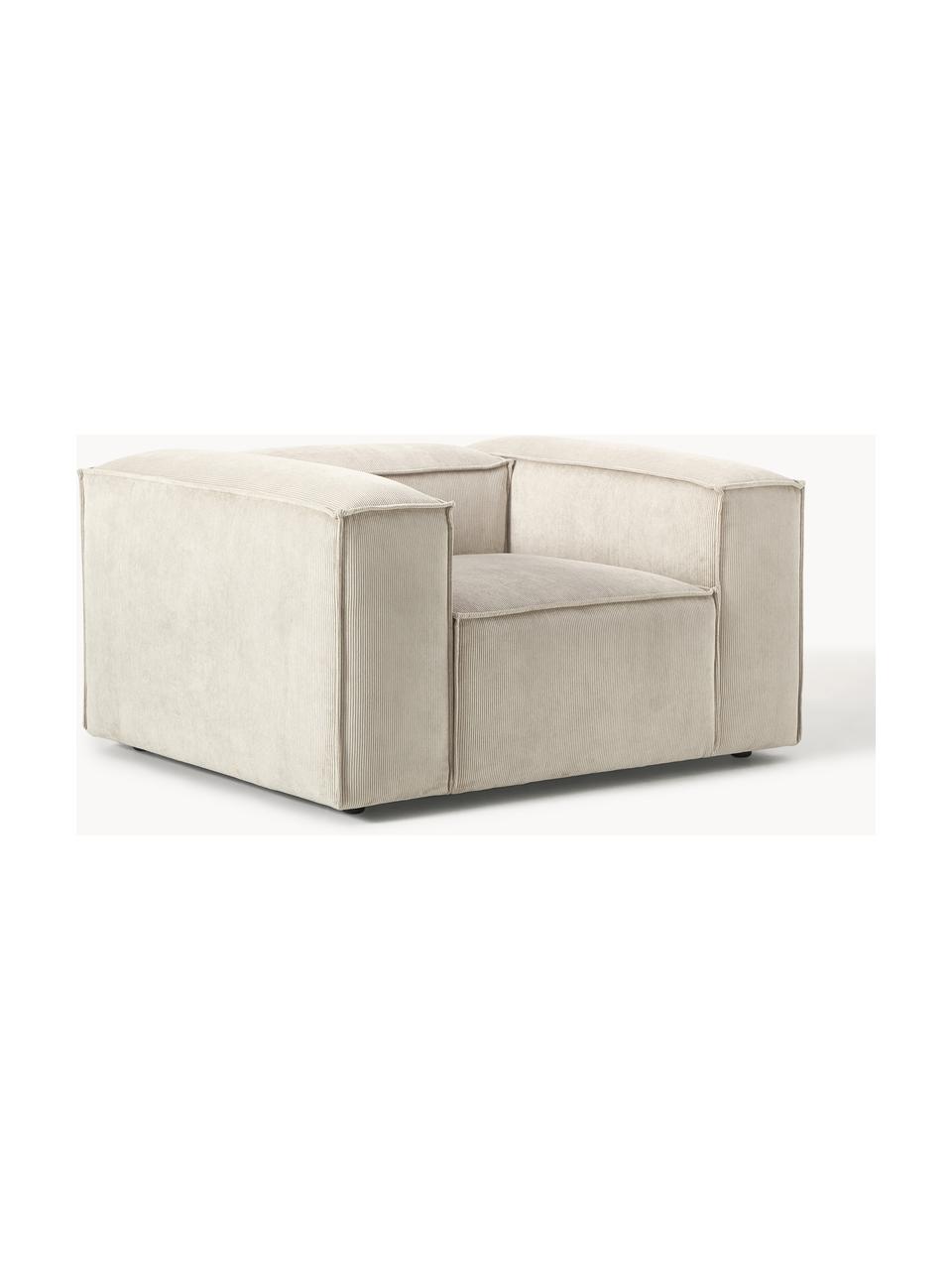 Fauteuil Lennon van corduroy, Bekleding: corduroy (92% polyester, , Frame: massief grenenhout, FSC-g, Poten: kunststof Dit product is , Corduroy lichtbeige, B 130 x H 101 cm