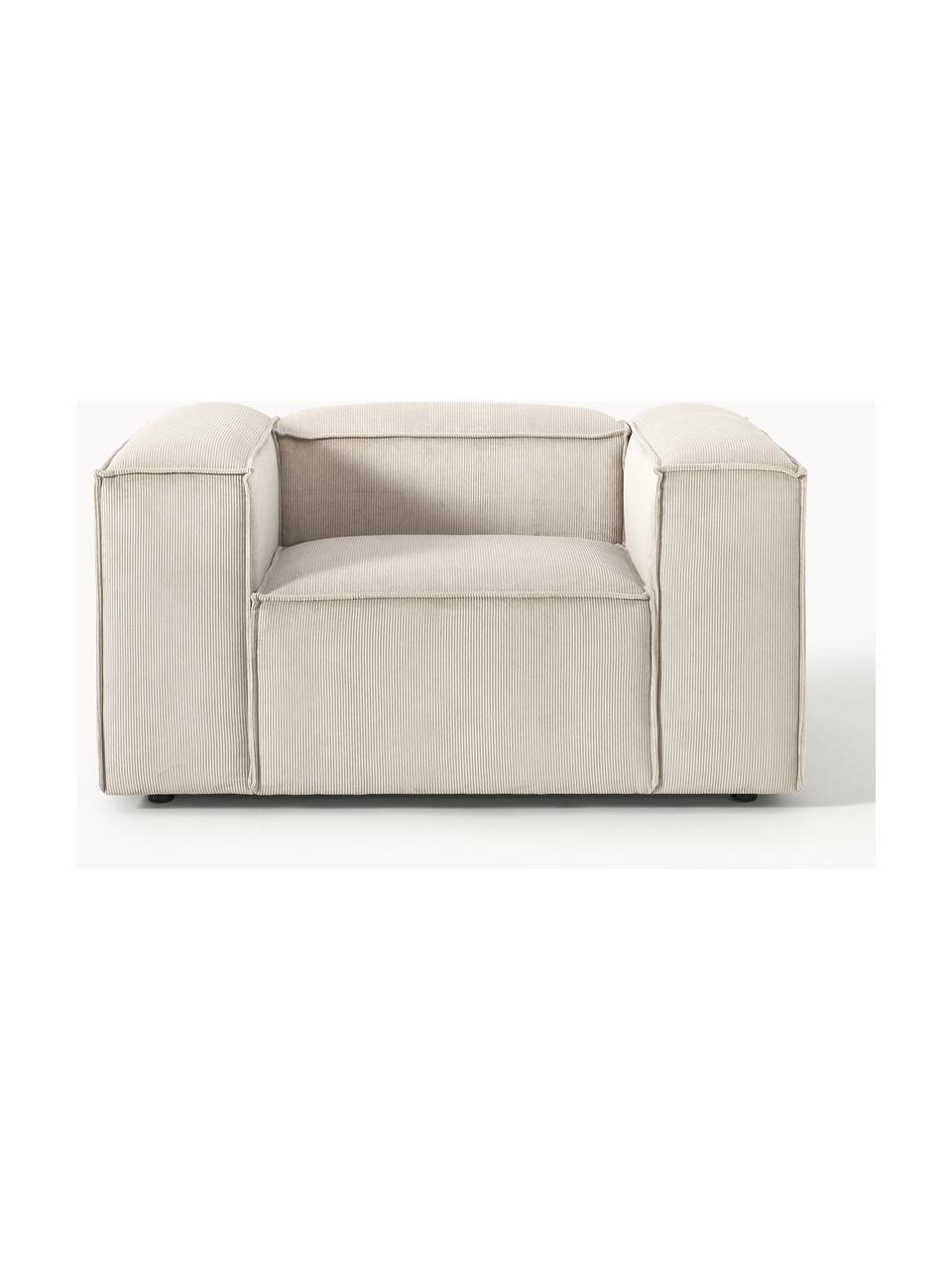 Fauteuil en velours côtelé Lennon, Velours côtelé beige clair, larg. 130 x prof. 101 cm