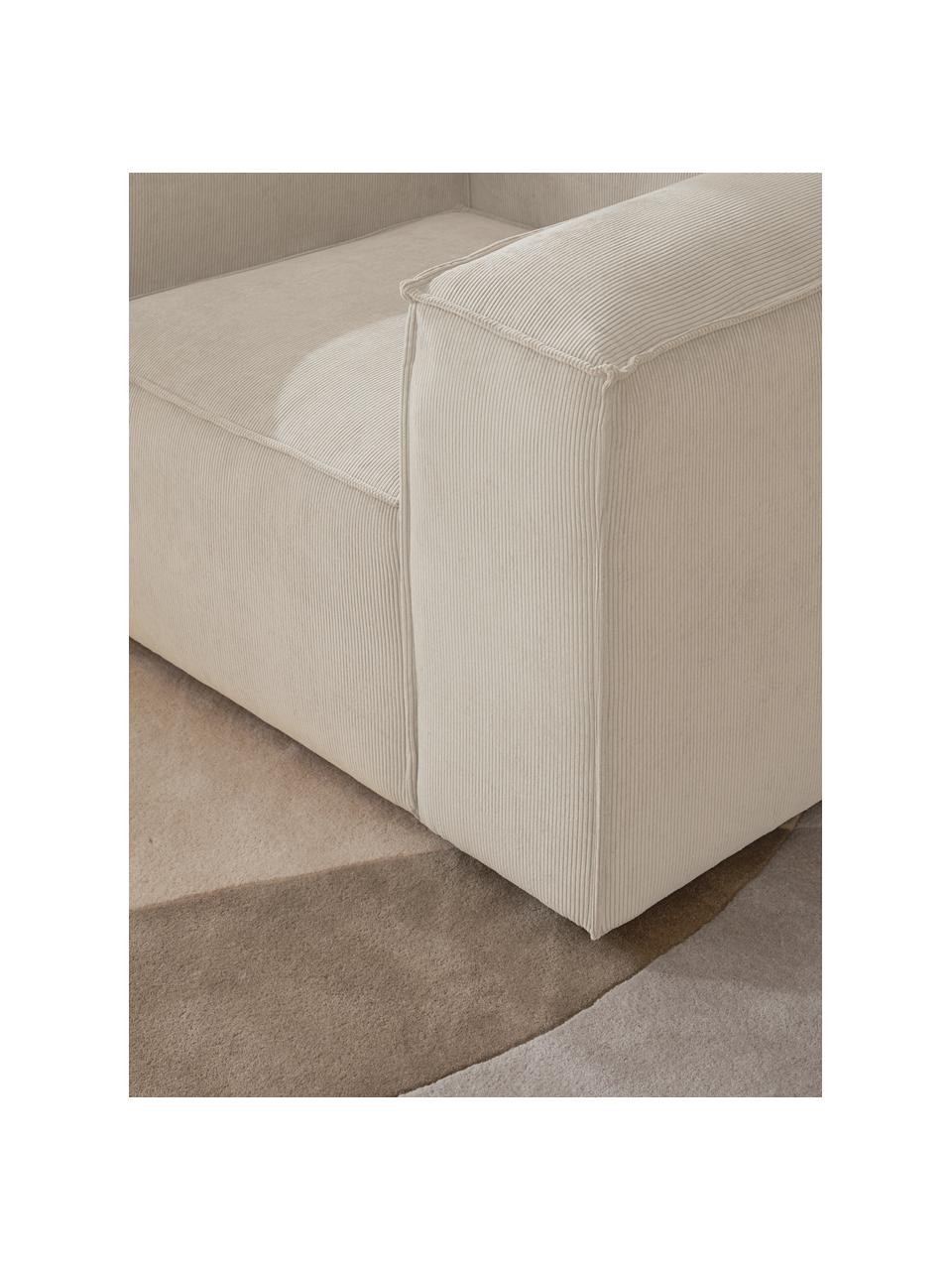 Poltrona in velluto a coste Lennon, Rivestimento: velluto a coste (92% poli, Struttura: legno di pino massiccio, , Gambe: plastica Questo prodotto , Velluto a coste beige chiaro, Larg. 130 x Prof. 101 cm