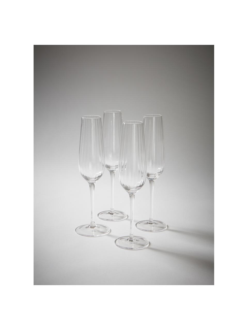 Copas de champán Akia, 4 uds., Vidrio, Transparente, Ø 7 x Al 25 cm