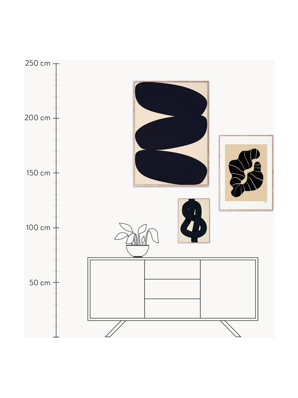 Poster Artwall no. 21 mit Rahmen, 3er-Set, Rahmen: Eichenholz, Front: Plexiglas Dieses Produkt , Beigetöne, Schwarz, Set mit verschiedenen Größen