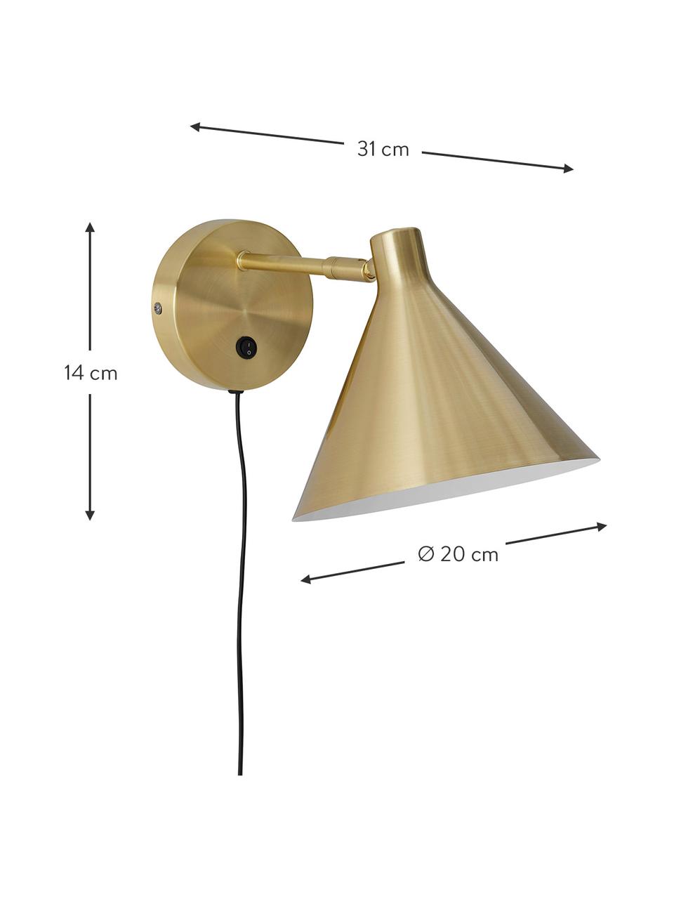 Aplique Jordan, con enchufe, Pantalla: metal recubierto, Cable: plástico, Dorado, An 20 x F 31 cm