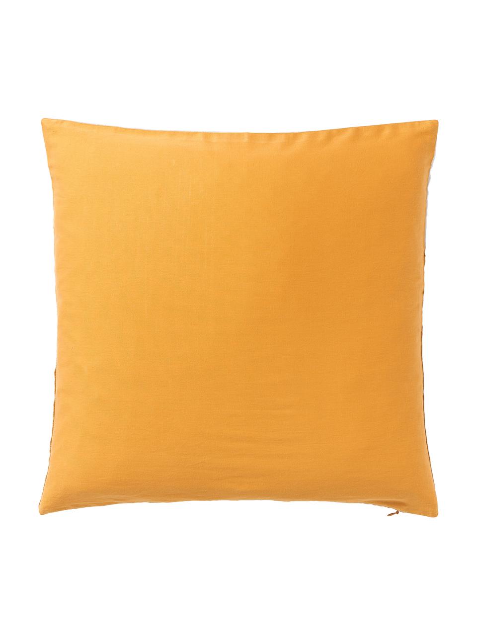 Kussenhoes Aryane uit zijde, Geel, wit, B 45 x L 45 cm