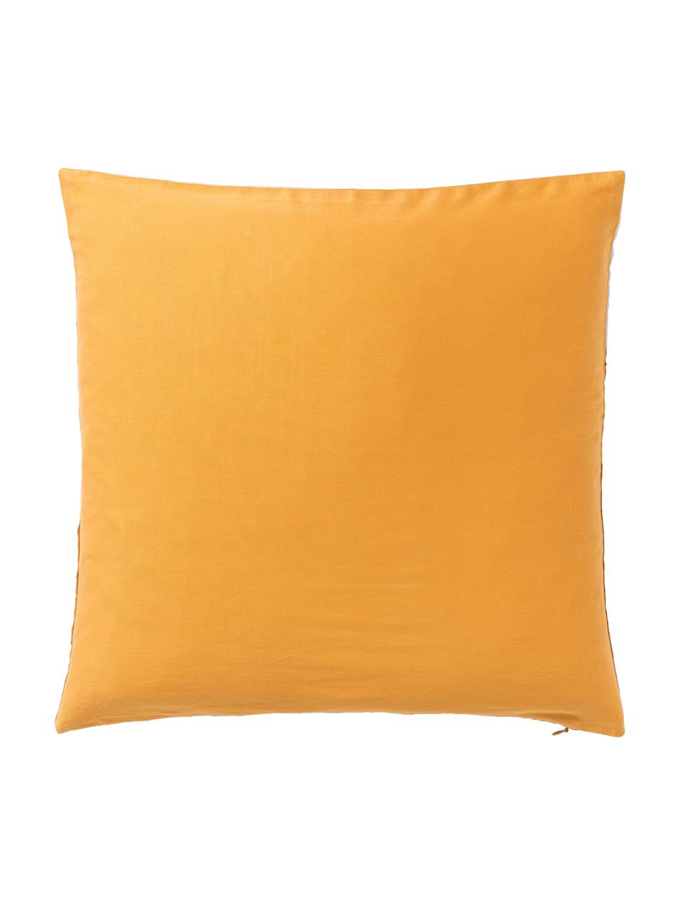 Poszewka na poduszkę z jedwabiu Aryane, Żółty, biały, S 45 x D 45 cm