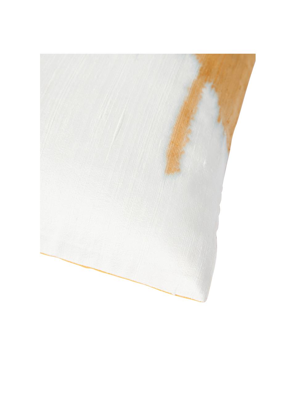 Housse de coussin en soie Aryane, Jaune, blanc, larg. 45 x long. 45 cm
