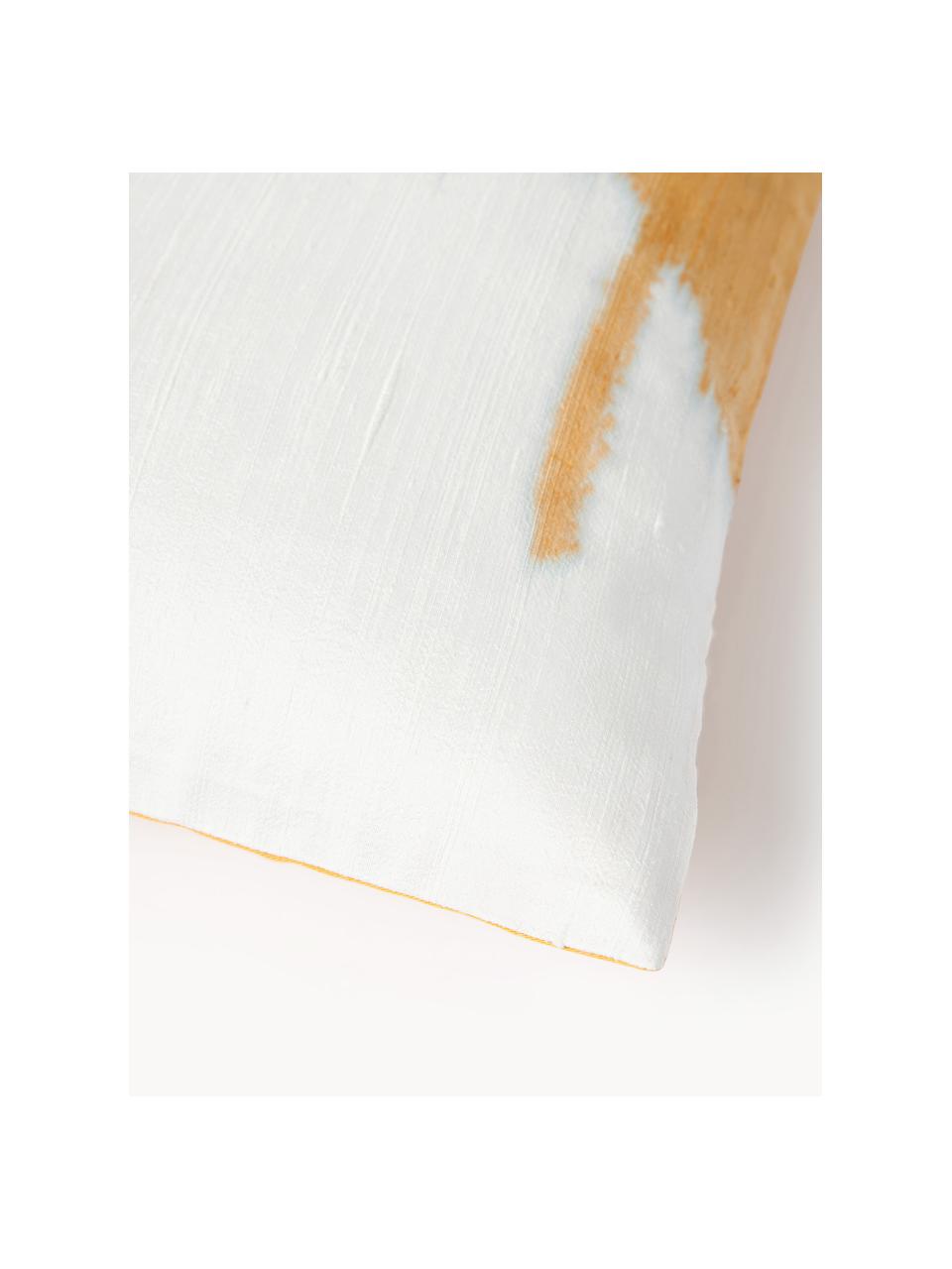 Copricuscino in seta Aryane, Retro: 100% cotone, Giallo, bianco, Larg. 45 x Lung. 45 cm