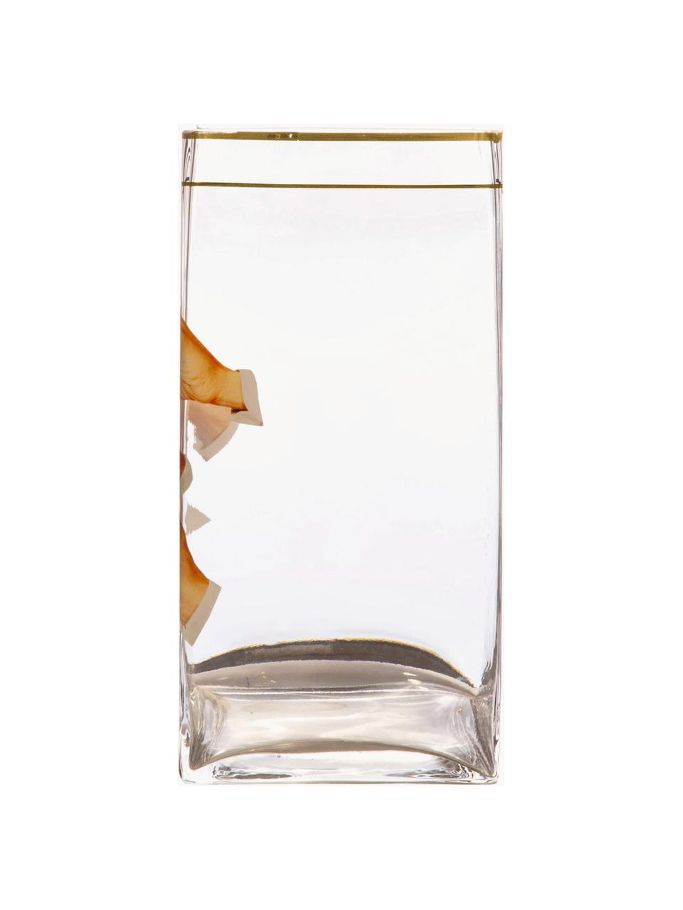 Glazen vaas Lipsticks, H 30 cm, Vaas: glas, Rand: goudkleurig, Lipsticks, B 15 x H 30 cm