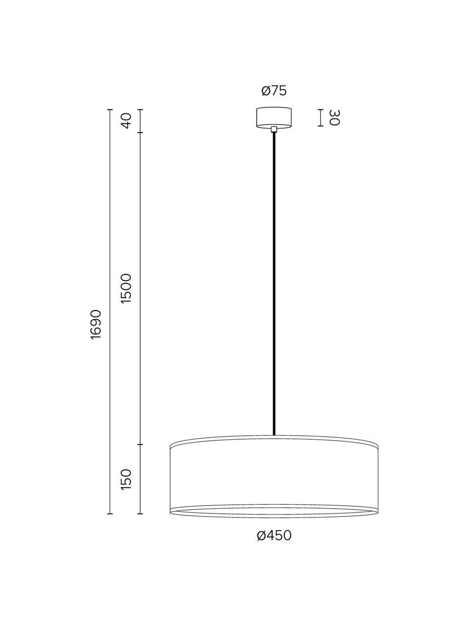 Hanglamp Tsuri van eikenhout, Lampenkap: eikenhout, Baldakijn: gepoedercoat metaal, Eikenhoutkleurig, zwart, Ø 45 x H 169 cm