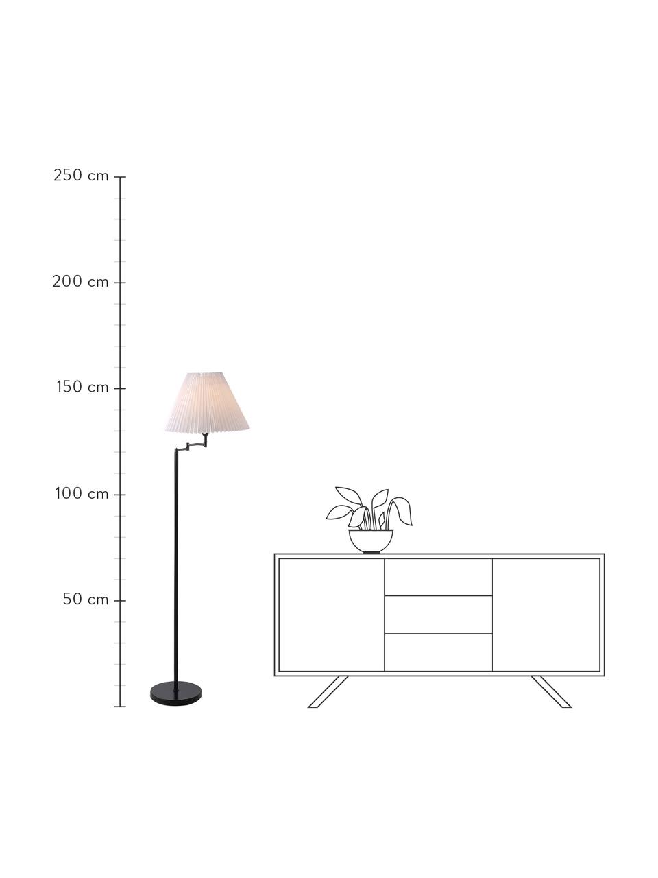 Design Stehlampe Break mit Plissee-Schirm, Lampenschirm: Kunststoff, Lampenfuß: Metall, beschichtet, Schwarz, Weiß, Ø 44 x H 158 cm