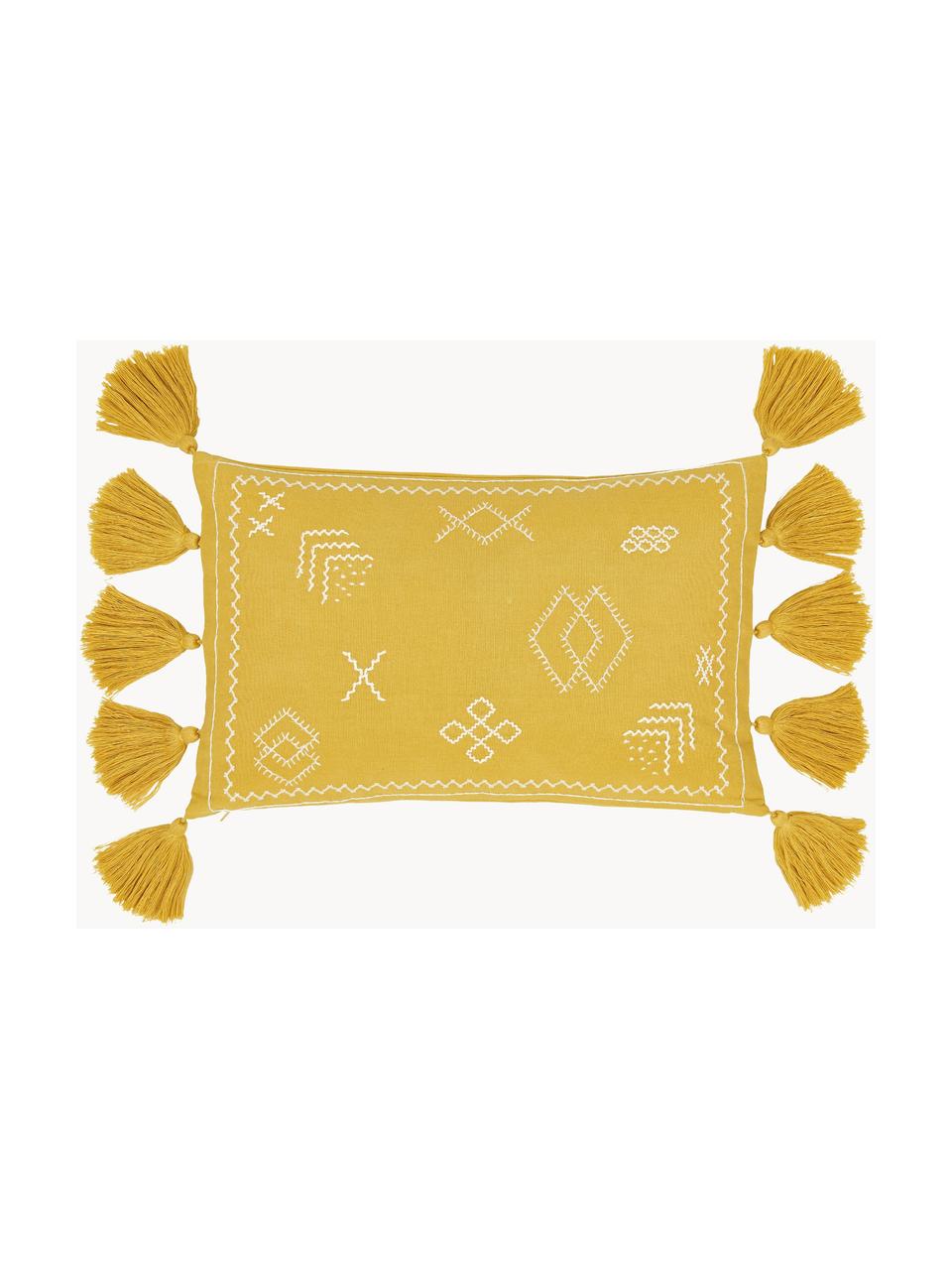 Vyšívaný poťah na vankúš Huata, 100 % bavlna, Žltá, béžová, Š 30 x D 50 cm