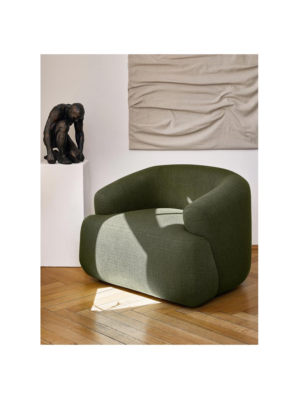 Sillón Sofia, Tapizado: 100% polipropileno Alta r, Tapizado: relleno de espuma, Estructura: madera de pino macizo, ag, Patas: plástico, Tejido verde, An 96 x F 82 cm