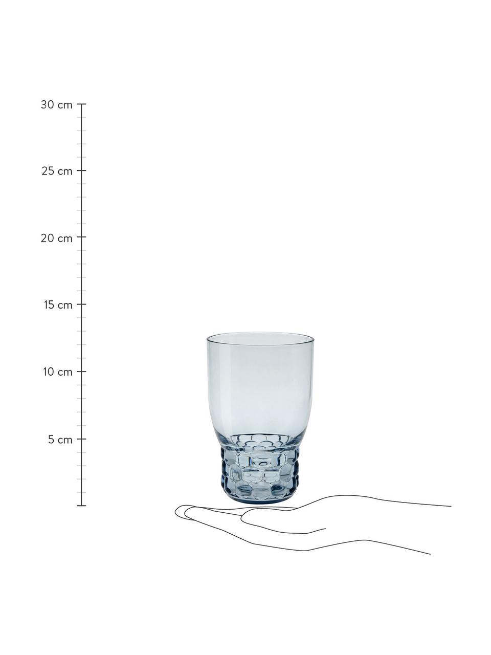 Verres à eau avec surface texturée Jellies, 4 pièces, Plastique, Bleu ciel, transparent, Ø 9 x haut. 13 cm, 460 ml