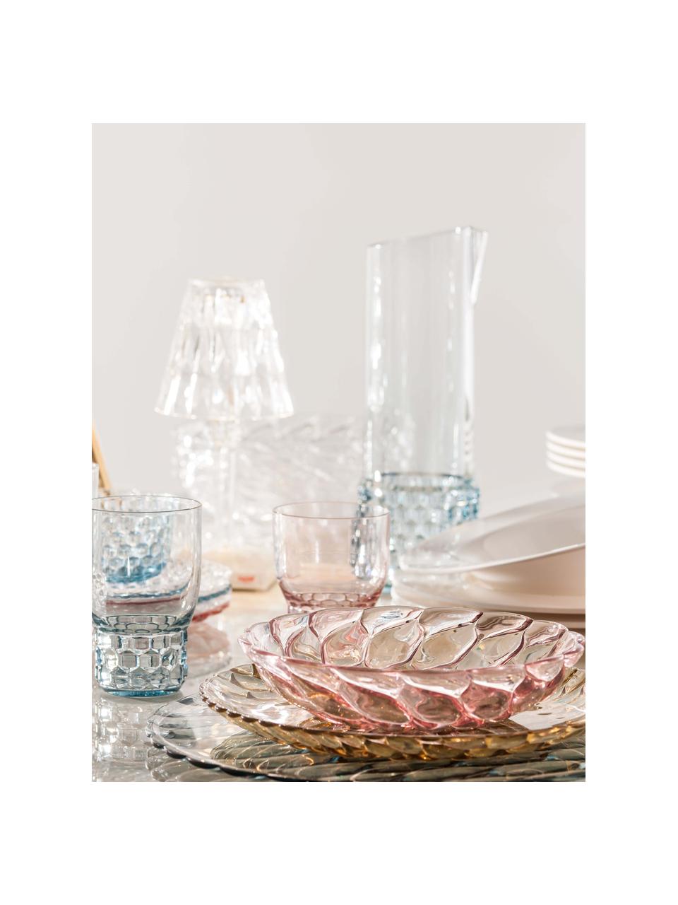 Vasos con relieves Jellies, 4 uds., Plástico, Azul claro transparente, Ø 9 x Al 13 cm, 460 ml