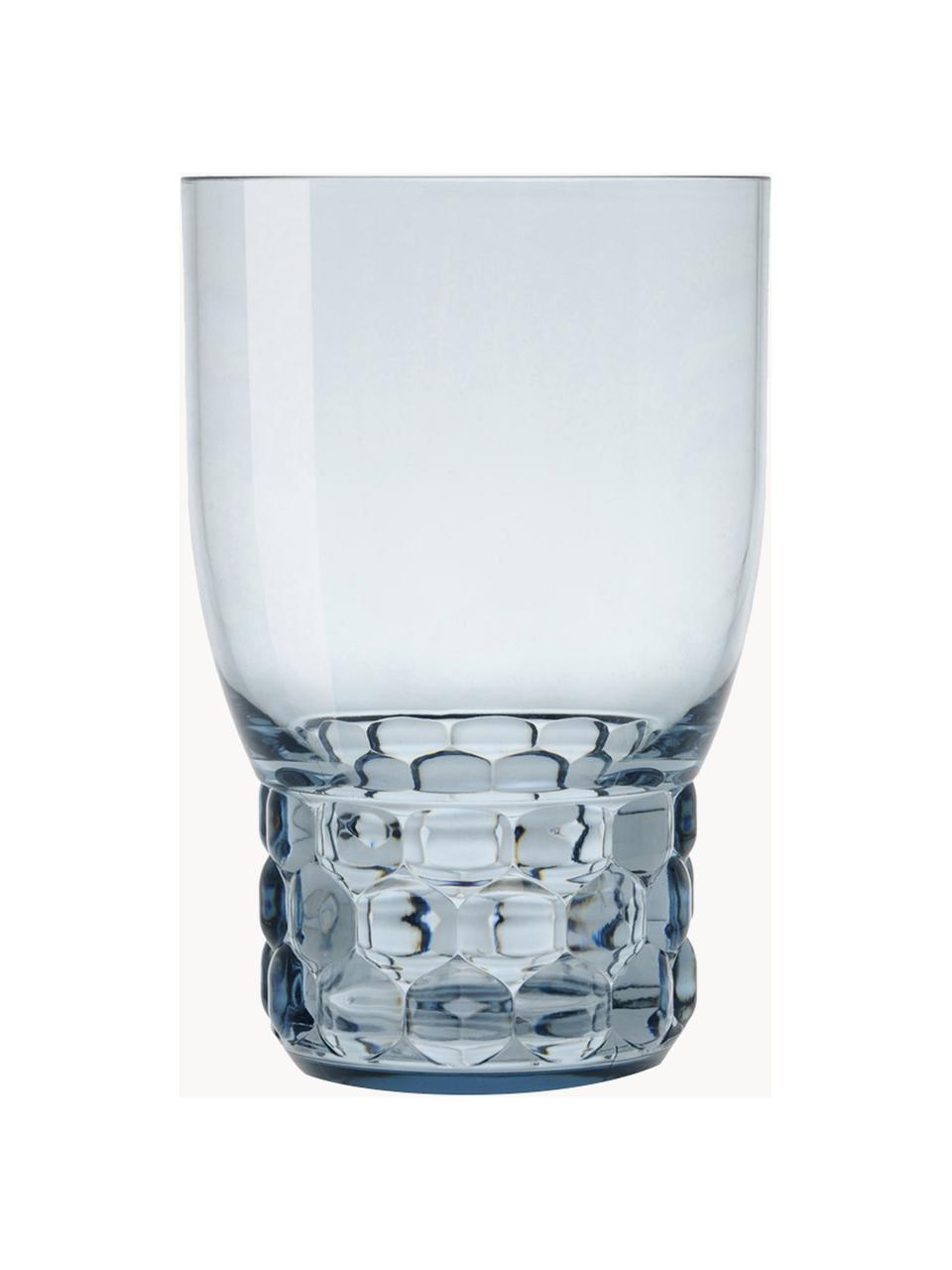 Vasos con relieves Jellies, 4 uds., Plástico, Azul claro transparente, Ø 9 x Al 13 cm, 460 ml