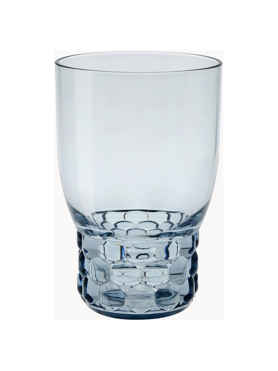 Vasos con relieves Jellies, 4 uds., Plástico, Azul claro transparente, Ø 9 x Al 13 cm, 460 ml