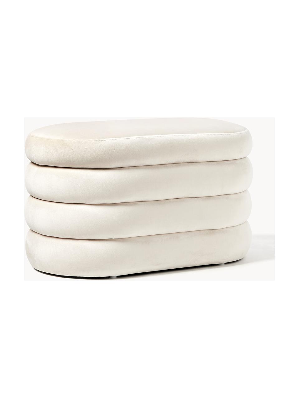 Banquette en velours avec rangement Alto, Velours blanc cassé, larg. 82 x prof. 47 cm