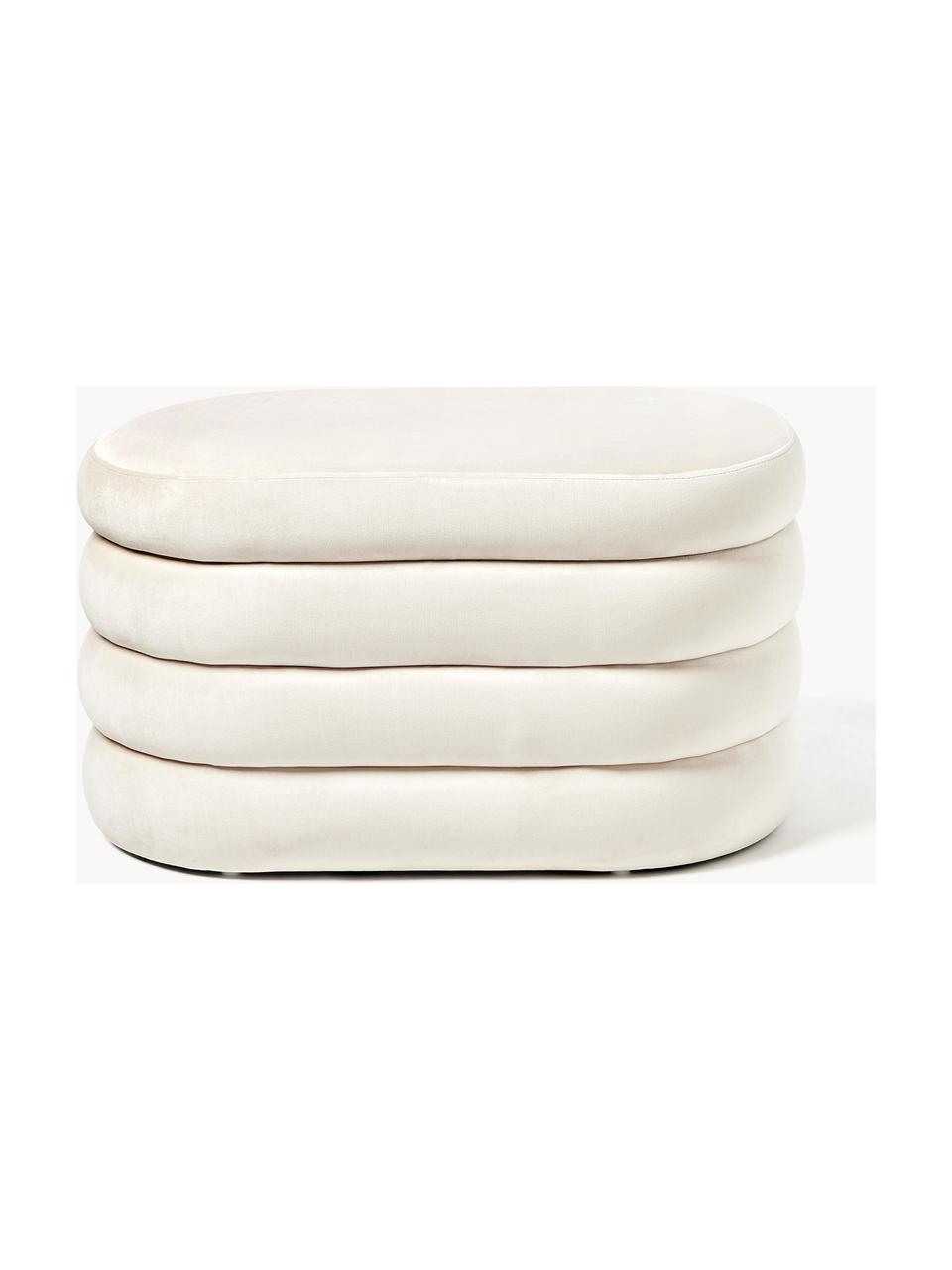 Banquette en velours avec rangement Alto, Velours blanc cassé, larg. 82 x prof. 47 cm