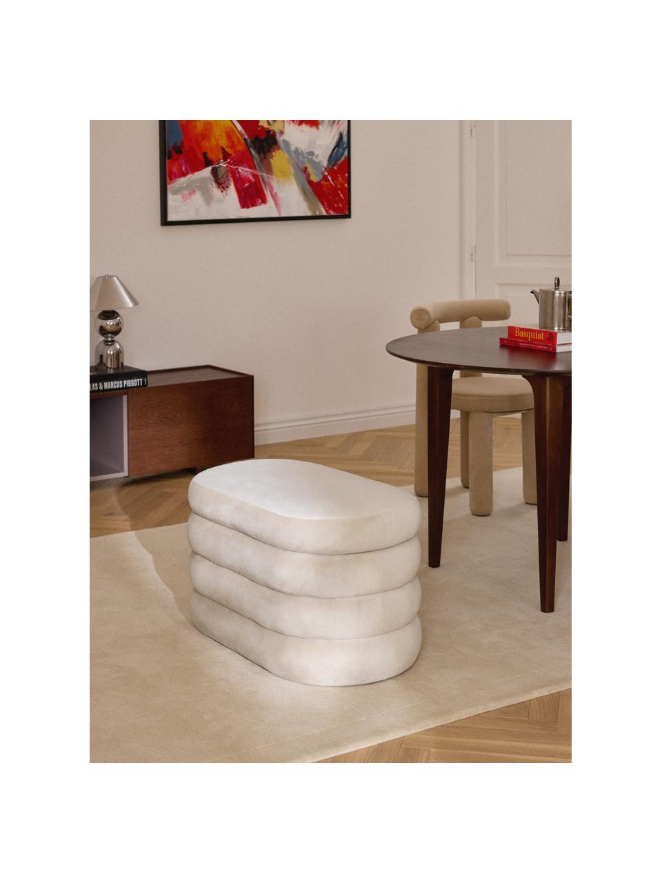 Banco pequeño tapizado en terciopelo con espacio de almacenamiento Alto, Tapizado: terciopelo (100% poliéste, Estructura: madera de pino, contracha, Terciopelo blanco Off White, An 82 x L 47 cm