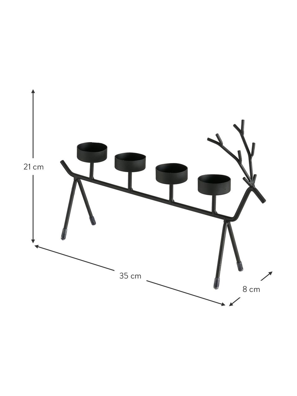 Portavelas Eugen, Metal recubierto, Negro, An 35 x Al 21 cm