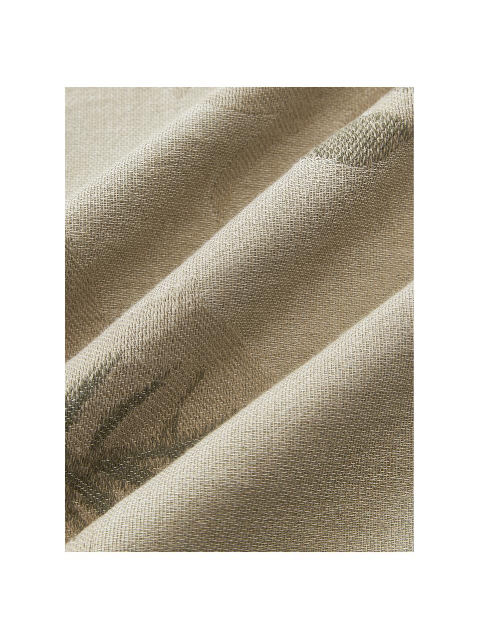 Bavlněný povlak na polštář s tkaným žakárovým vzorem Breight, 100% bavlna, Olivově zelená, greige, Š 50 cm, D 50 cm