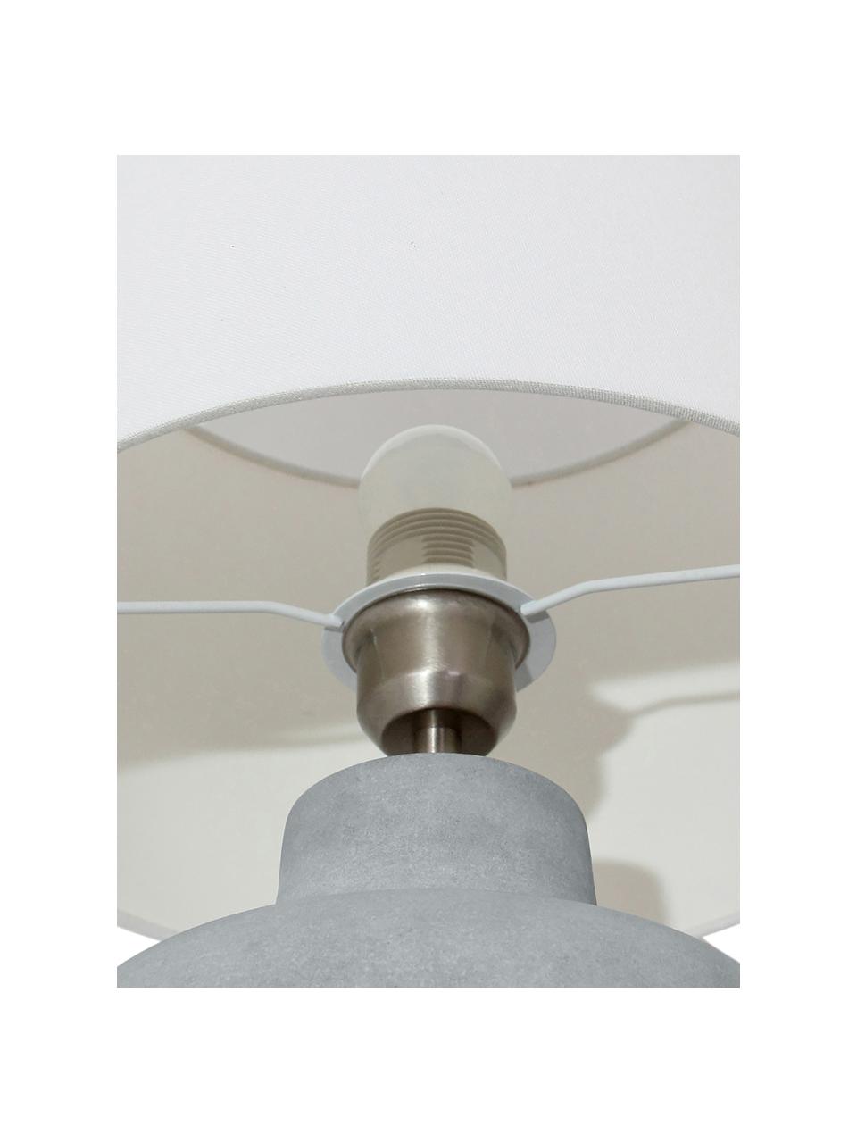 Handgefertigte Tischlampe Ike mit Betonfuß, Lampenschirm: 100% Leinen, Lampenfuß: Beton, Grau, Weiß, Ø 30 x H 45 cm