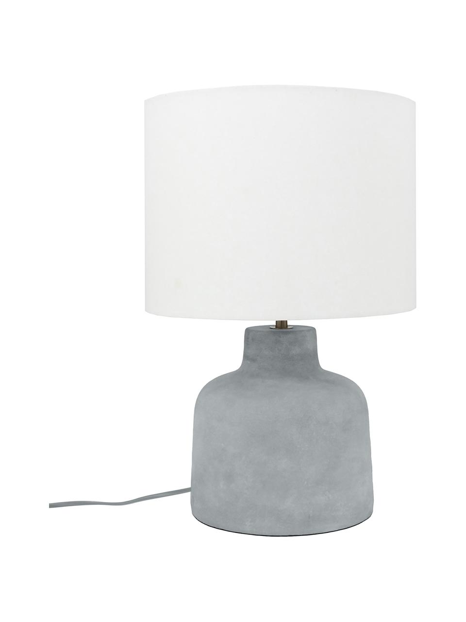 Lampada da tavolo con base in cemento Ike, Paralume: 100% lino, Base della lampada: cemento, Cemento, bianco, Ø 30 x Alt. 45 cm