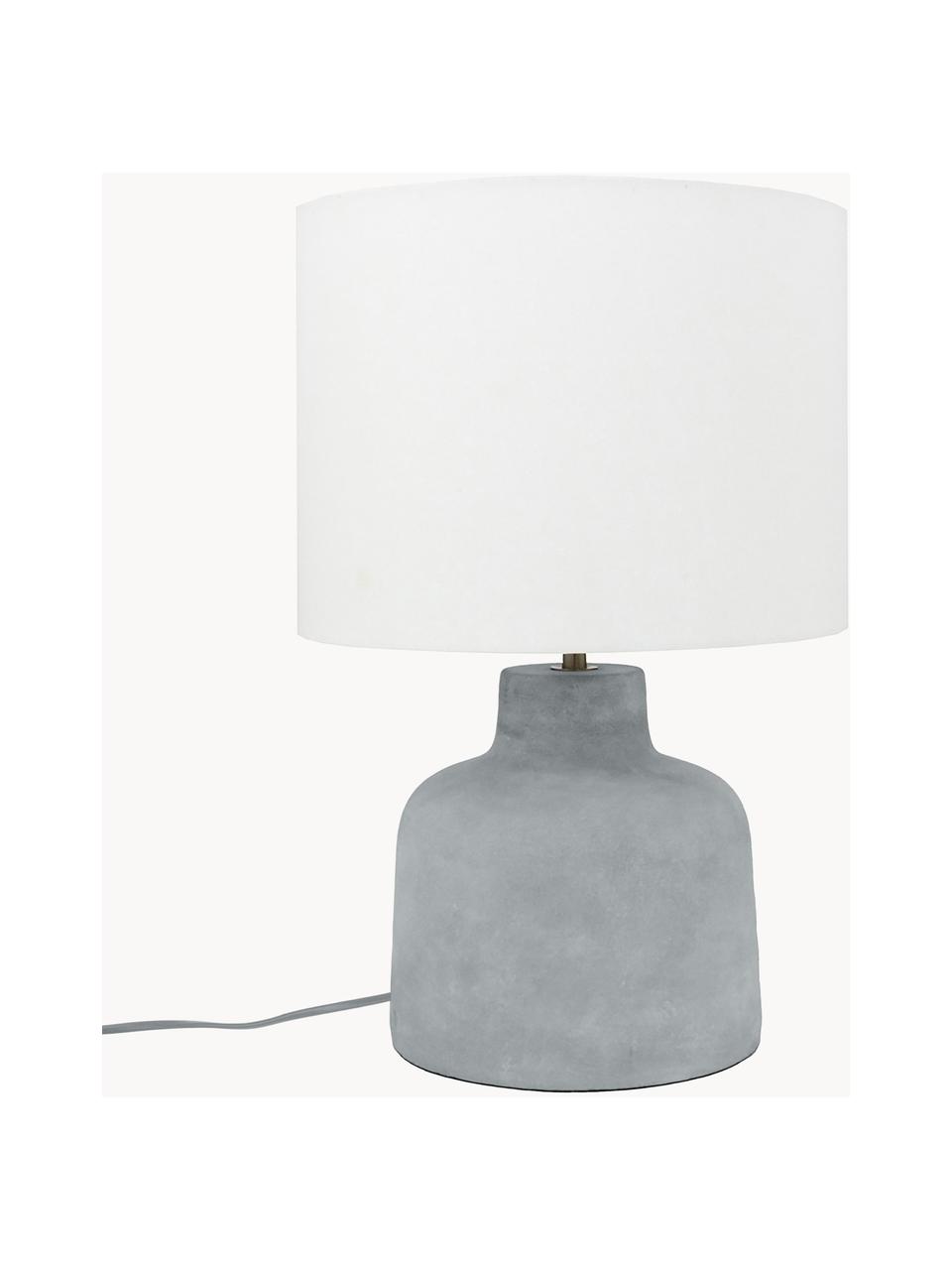 Ręcznie wykonana lampa stołowa z betonową podstawą Ike, Betonowy, biały, Ø 30 x W 45 cm