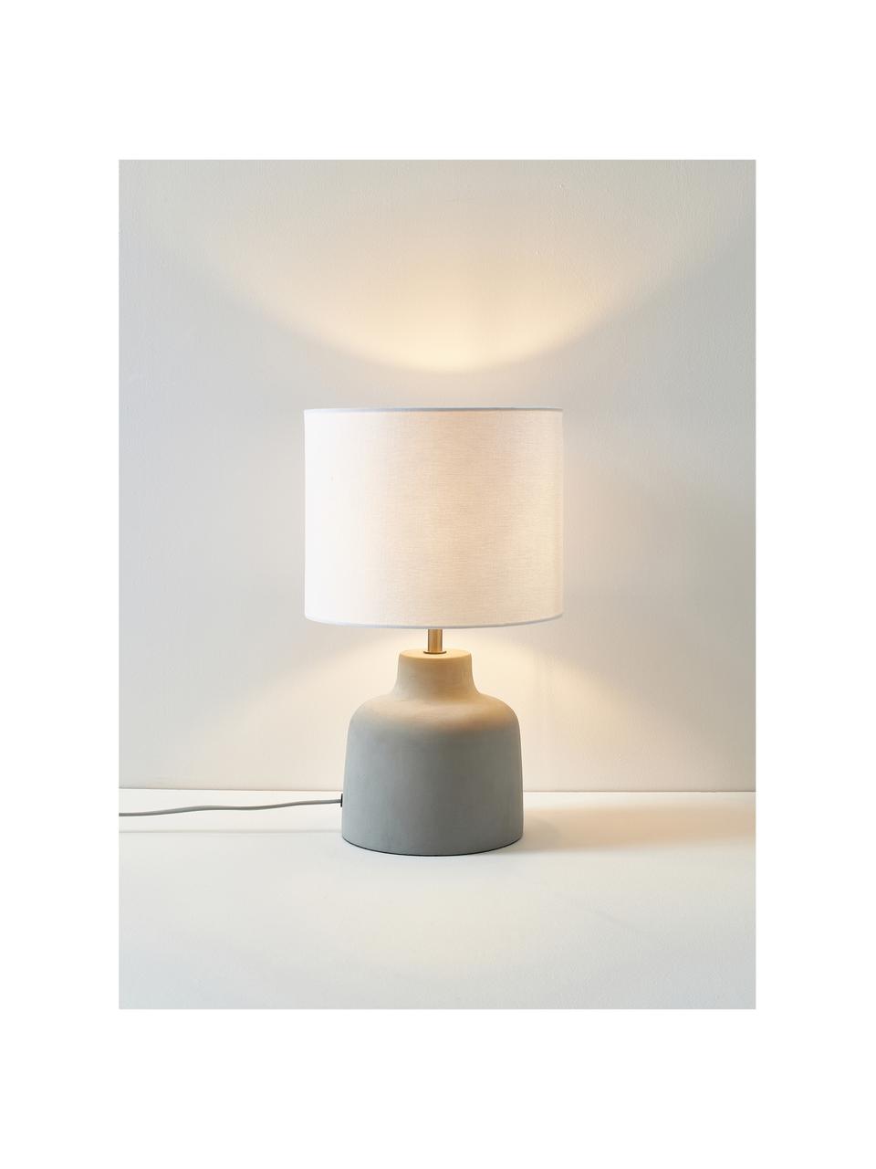 Ručně vyrobená stolní lampa s betonovou podstavou Ike, Šedá, bílá, Š 30 cm, V 45 cm