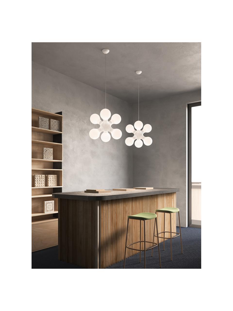 Lámpara de techo regulable de diseño Atomium, Lámpara: polietileno, Cable: plástico, Blanco, An 58 x Al 52 cm