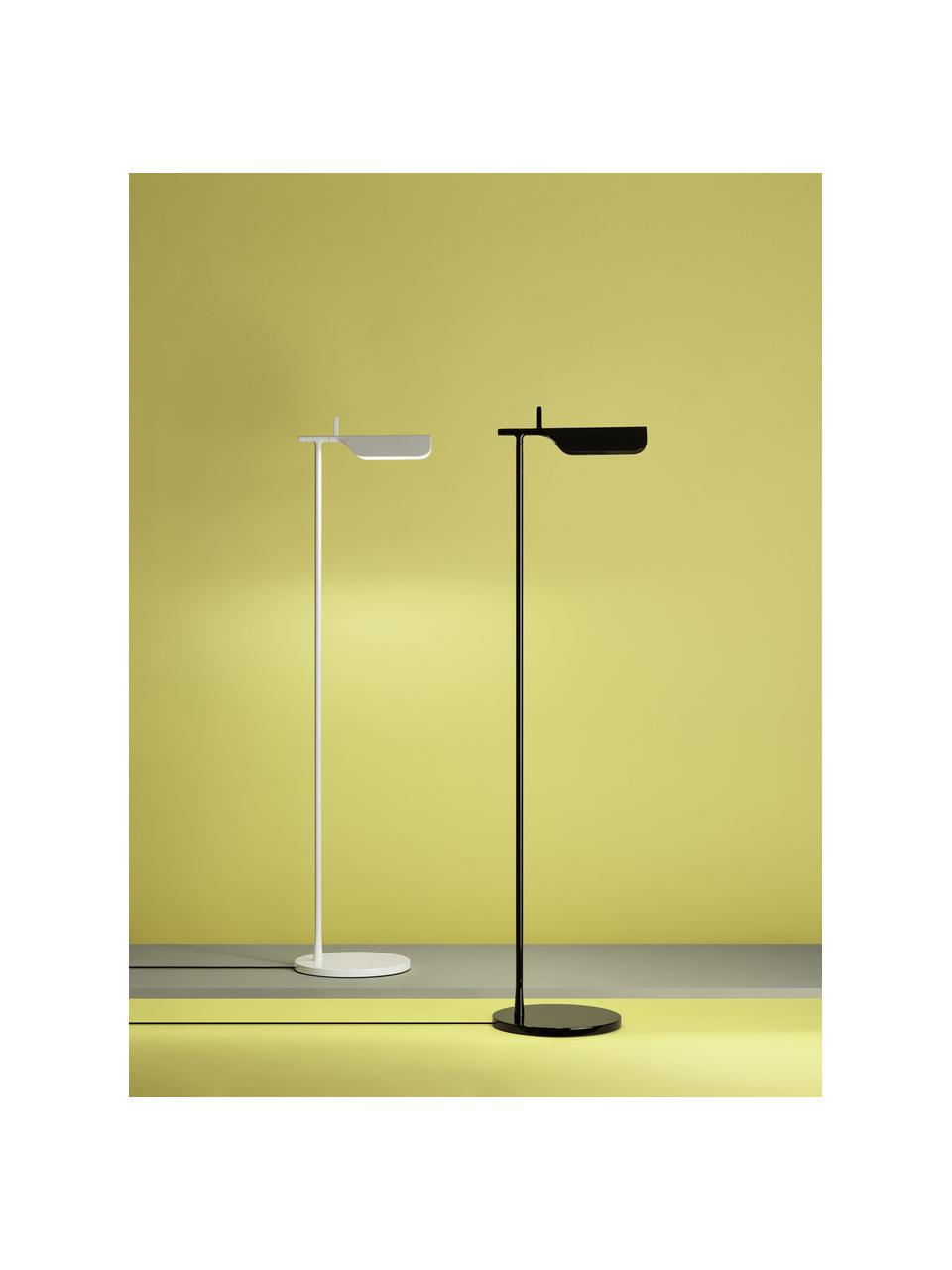 Lámpara de pie pequeña LED regulable Tab, Pantalla: plástico, Estructura: aluminio recubierto, Blanco, Al 110 cm
