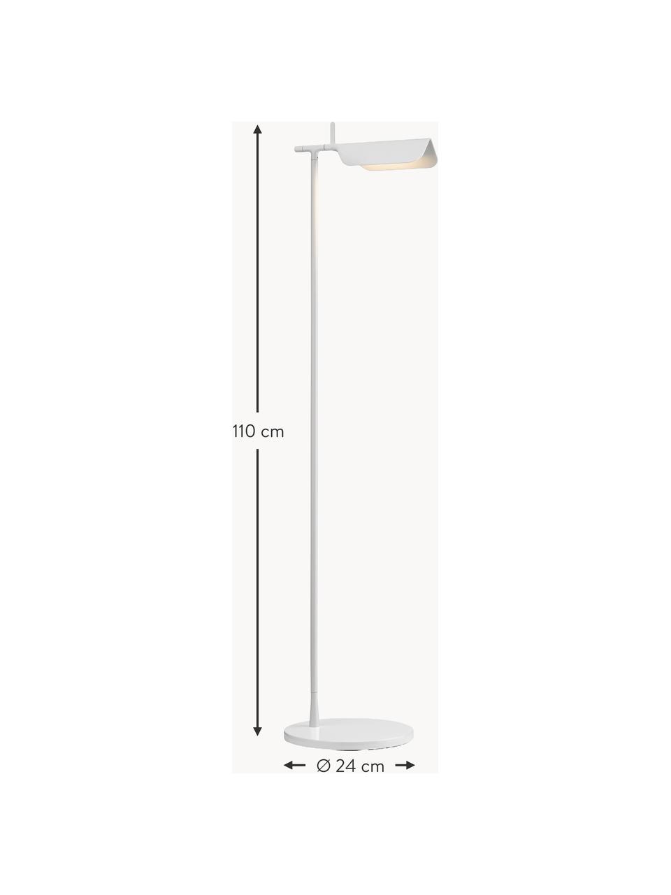 Lampada da lettura piccola a LED con luce regolabile Tab, Paralume: plastica, Struttura: alluminio rivestito, Bianco, Alt. 110 cm