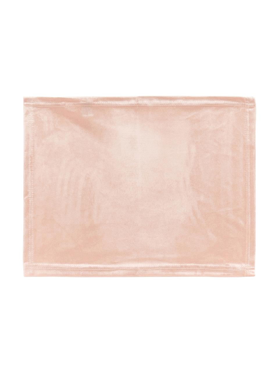 Manteles individuales de terciopelo Simone, 2 uds., Terciopelo de poliéster, Rosa, An 35 x L 45 cm