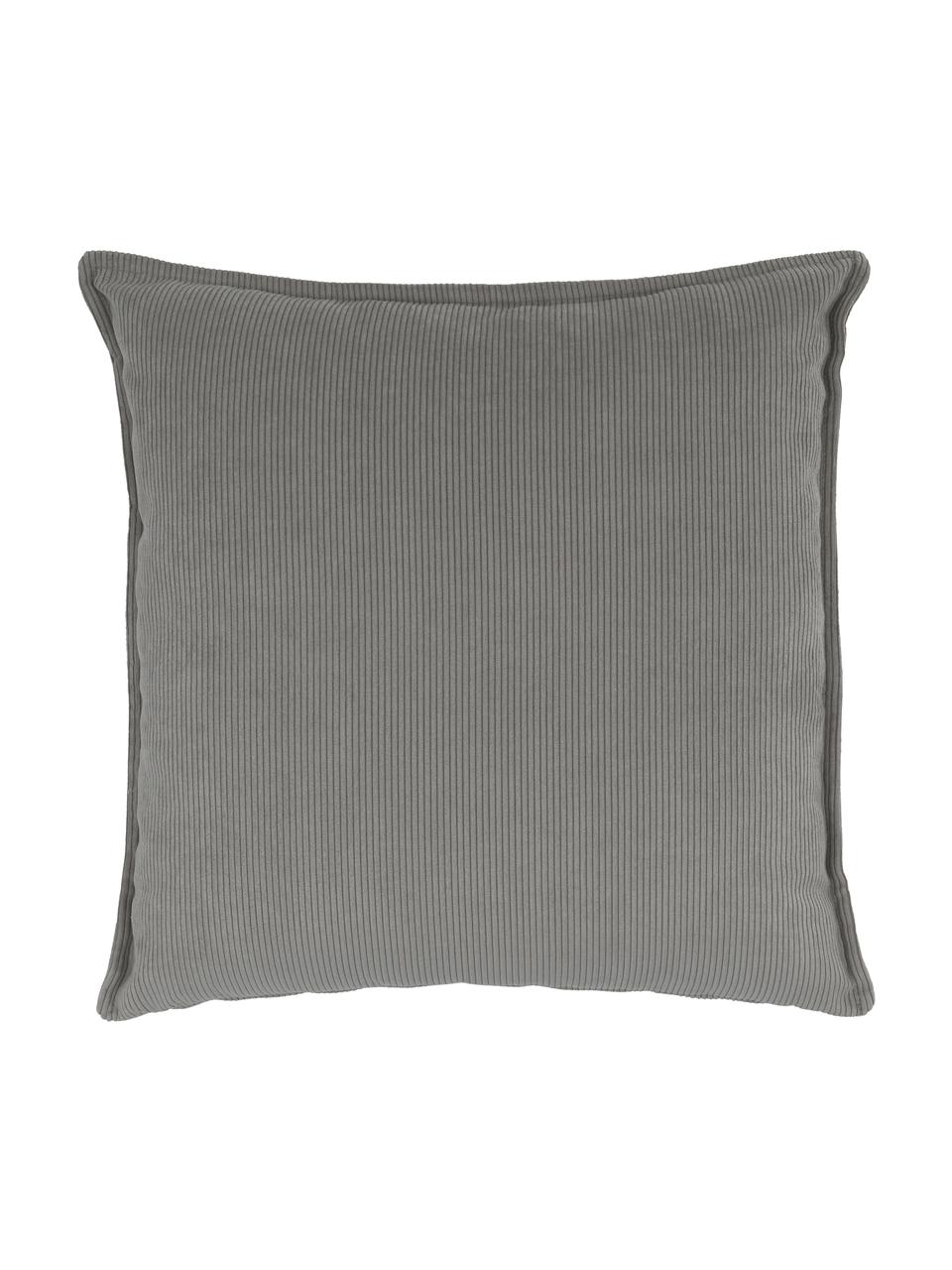 Cuscino per divano in velluto a coste grigio Lennon, Rivestimento: velluto a coste (92% poli, Velluto a coste grigio, Larg. 60 x Lung. 60 cm
