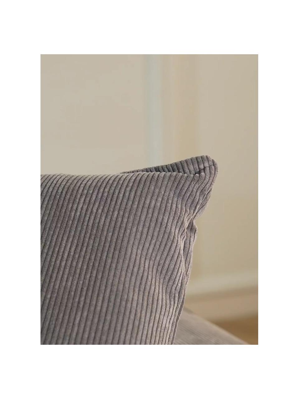 Cuscino arredo in velluto a coste Lennon, Rivestimento: velluto a coste (92% poli, Velluto a coste grigio, Larg. 60 x Lung. 60 cm