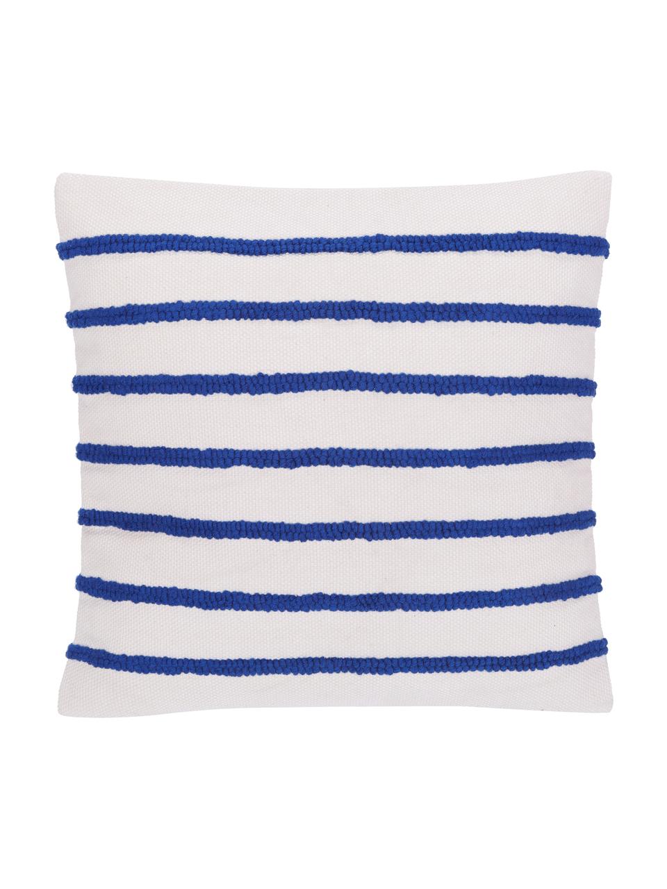 Dubbelzijdige kussenhoes Blah Blah met geborduurde opschrift, 100% katoen, Wit, blauw, lichtroze, koraalrood, B 45 x L 45 cm