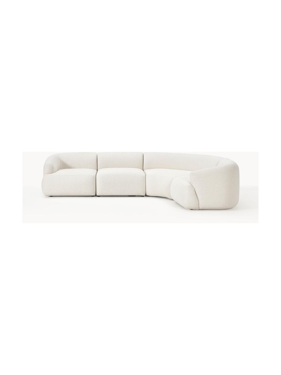 Modulares Ecksofa Sofia (4-Sitzer), Bezug: 100 % Polypropylen Der ho, Gestell: Fichtenholz, Spanplatte, , Webstoff Cremeweiss, B 312 x T 235 cm