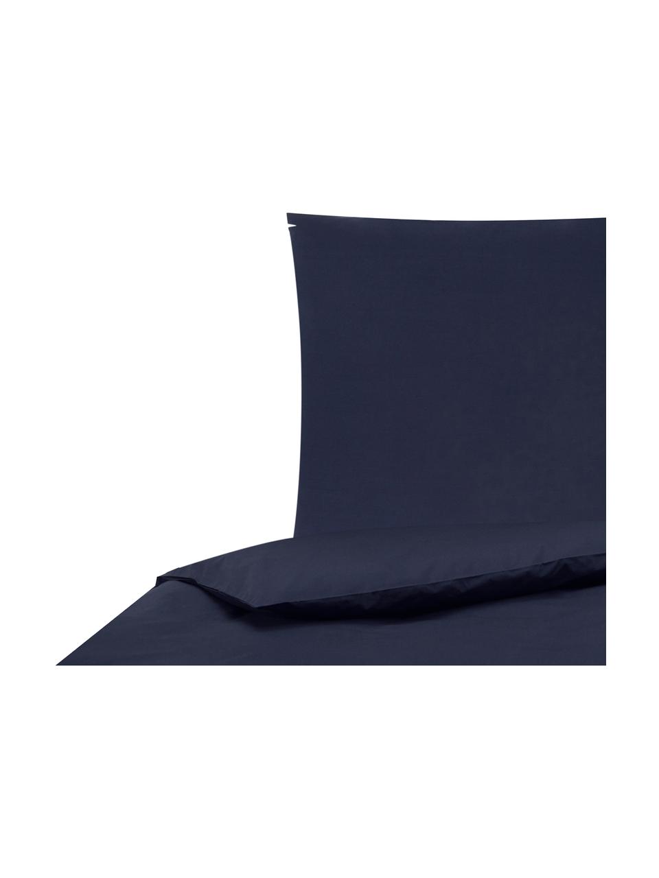 Housse de couette en percale bleu foncé Elsie, Bleu foncé, larg. 240 x long. 220 cm