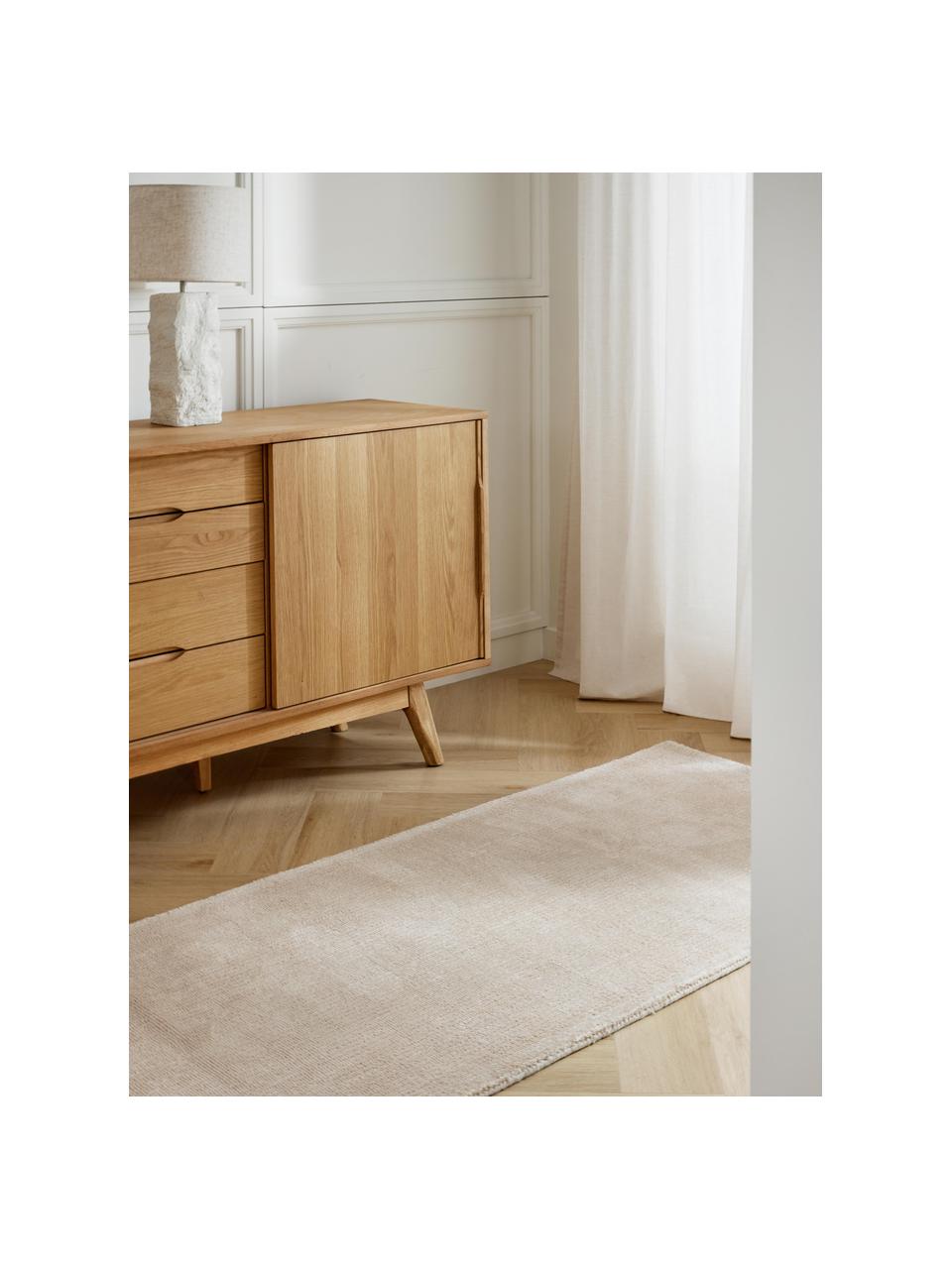 Handgeweven laagpolige loper Ainsley, 60% polyester, GRS-gecertificeerd
40% wol, Lichtbeige, B 80 x B 300 cm