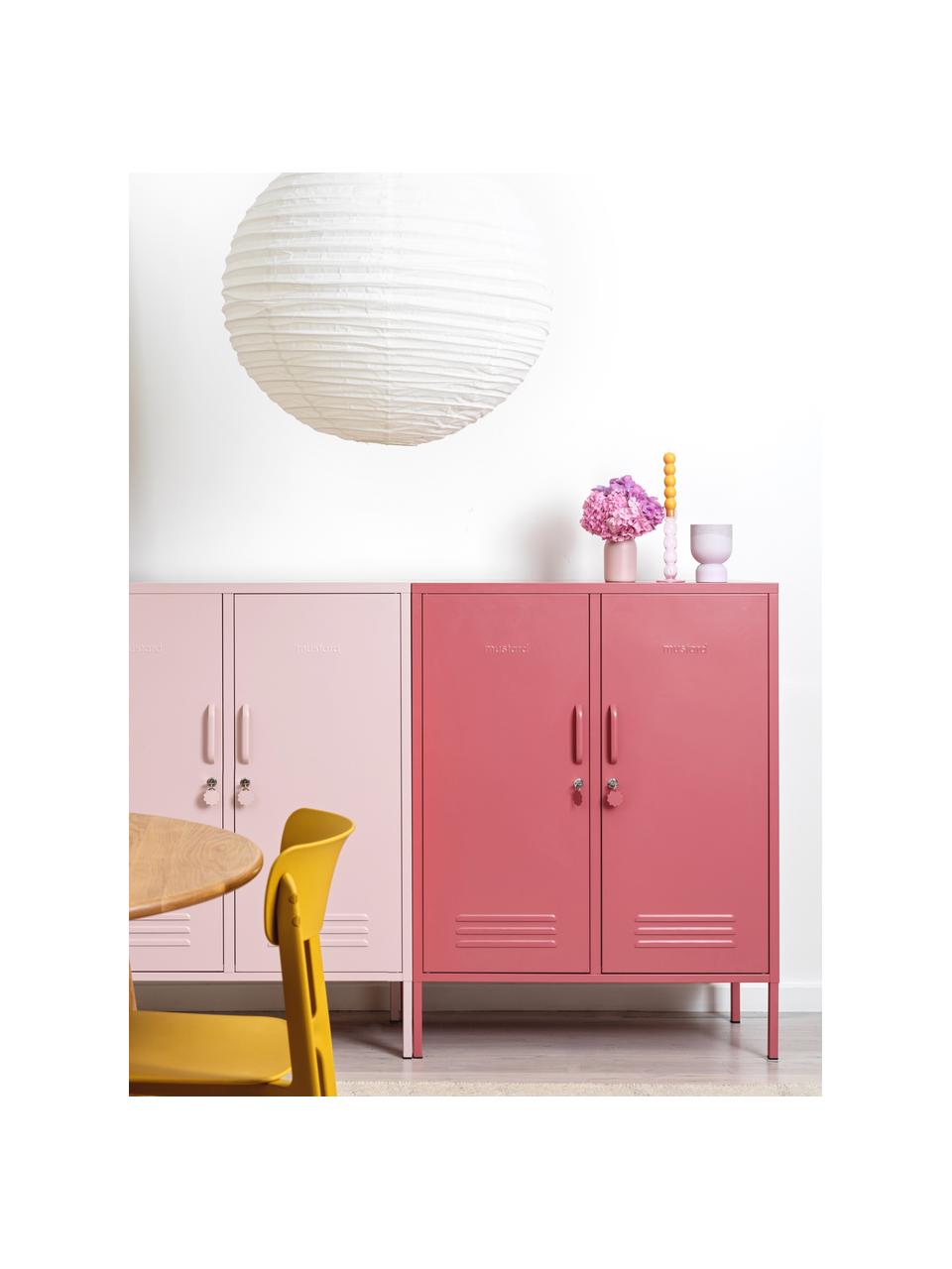 Metall-Highboard The Midi, Stahl, pulverbeschichtet, Altrosa, B 85 x H 111 cm