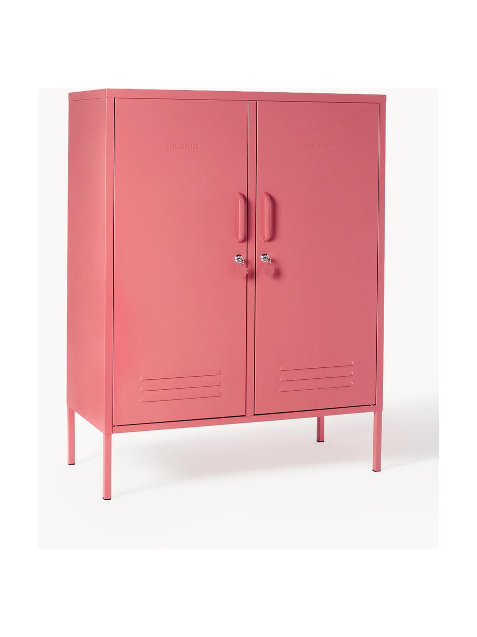 Metalen highboard The Midi, Gepoedercoat staal, Oudroze, B 85 x H 111 cm