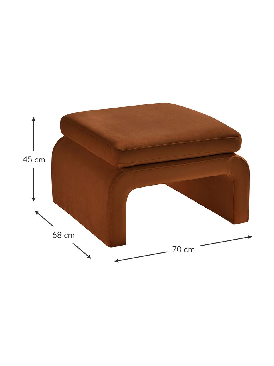 Tabouret velours brun Mika, Velours brun, larg. 70 x haut. 45 cm