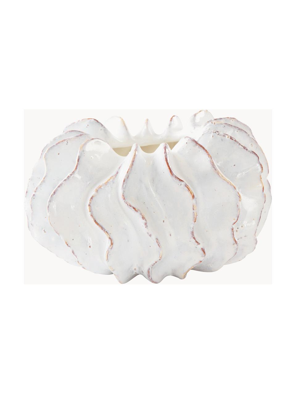Keramický obal na květináč Peyton Small, ručně vyrobený, Glazovaná keramika, Tlumeně bílá, Ø 25 cm, V 14 cm