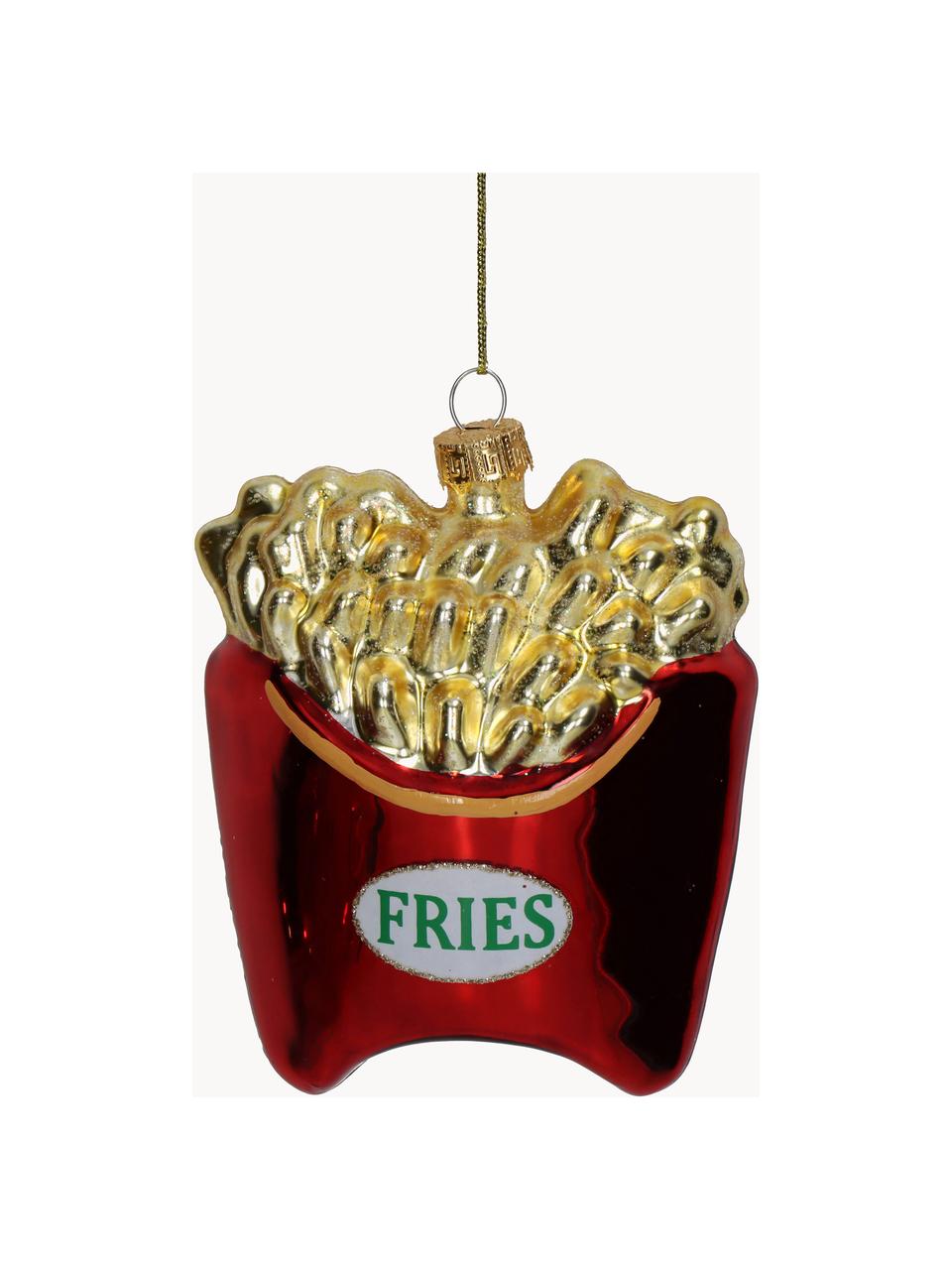 Adorno navideño Fries, Vidrio, Amarillo, rojo, An 9 x Al 11 cm
