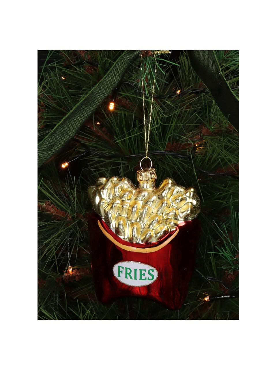 Kerstboomhanger Fries, Glas, Geel, rood, B 9 x H 11 cm